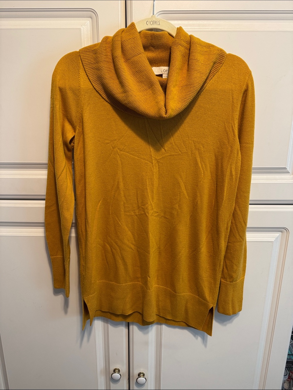 LOFT Mustard Cowl Neck Long Sleeve Sweater
